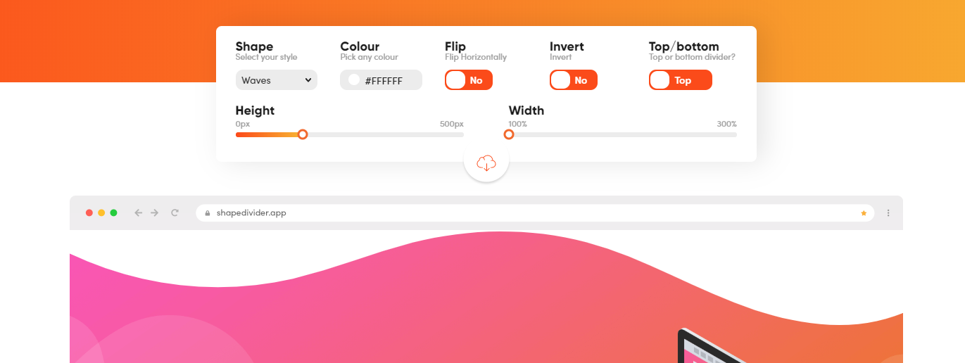 SVG / CSS Shape Divider Creator Jamston